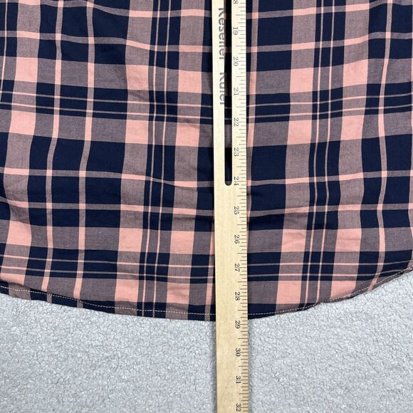 North Face Shirt Mens Small Plaid Button Up Pocket Outdoors Pink Navy Blue - Picture 9 of 12
